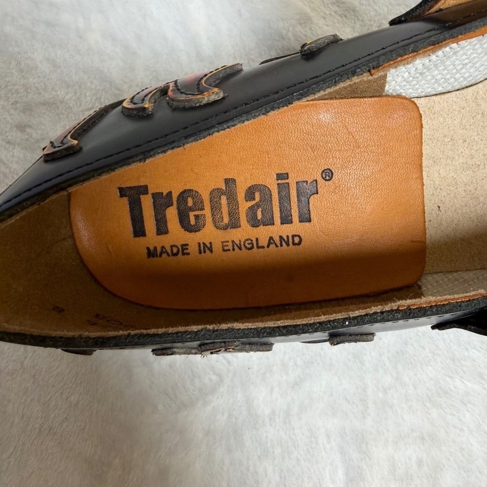 Tredair Mary Jane Flats Size 8 Women Black Flame Leather Alt Grunge Punk England - Picture 6 of 16